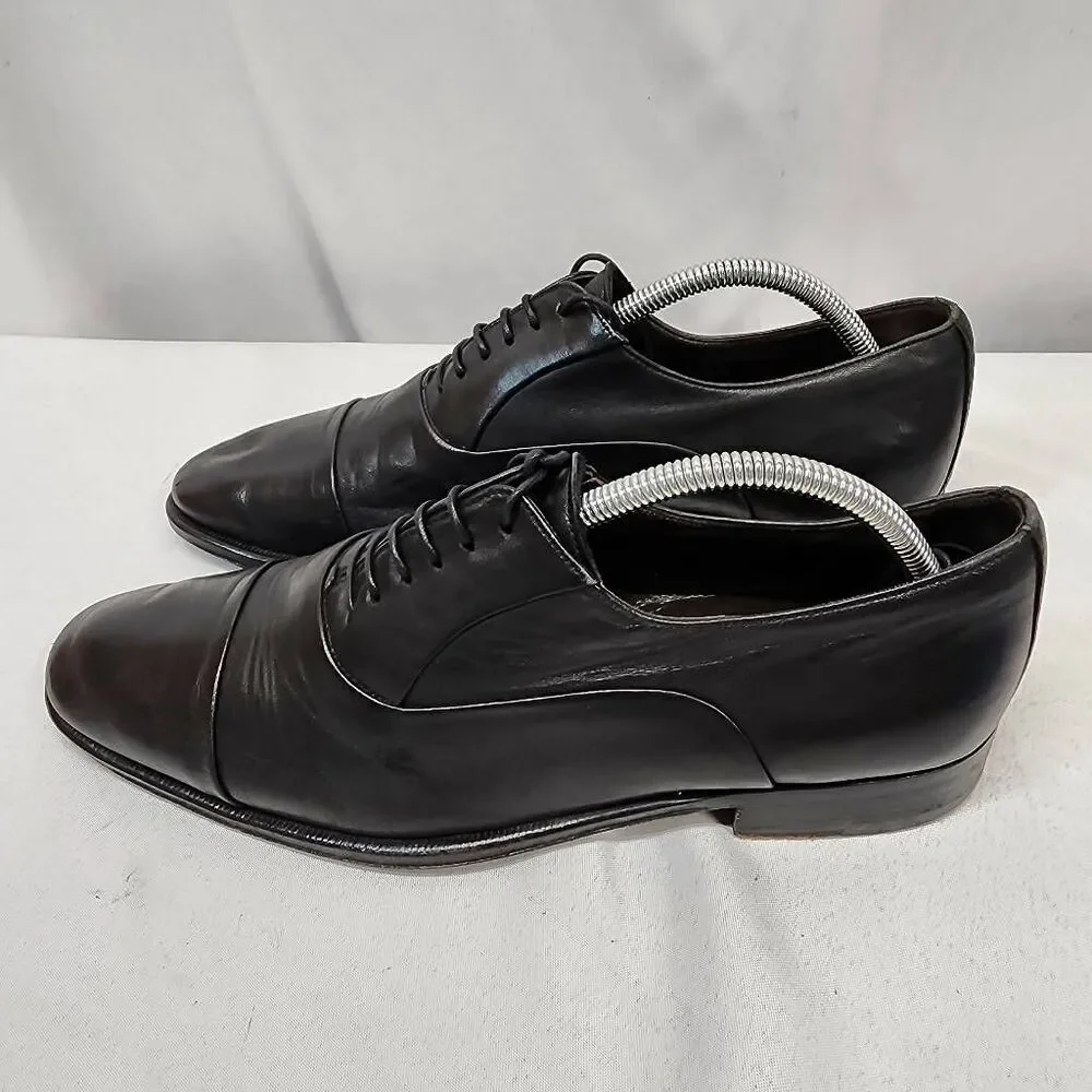 Bruno Magli Maioco Oxford Men's 8 Black Leather Cap Toe Dress Shoes